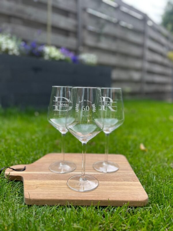Rode wijnglas jubileum - set van 3 | Standaard ontwerp